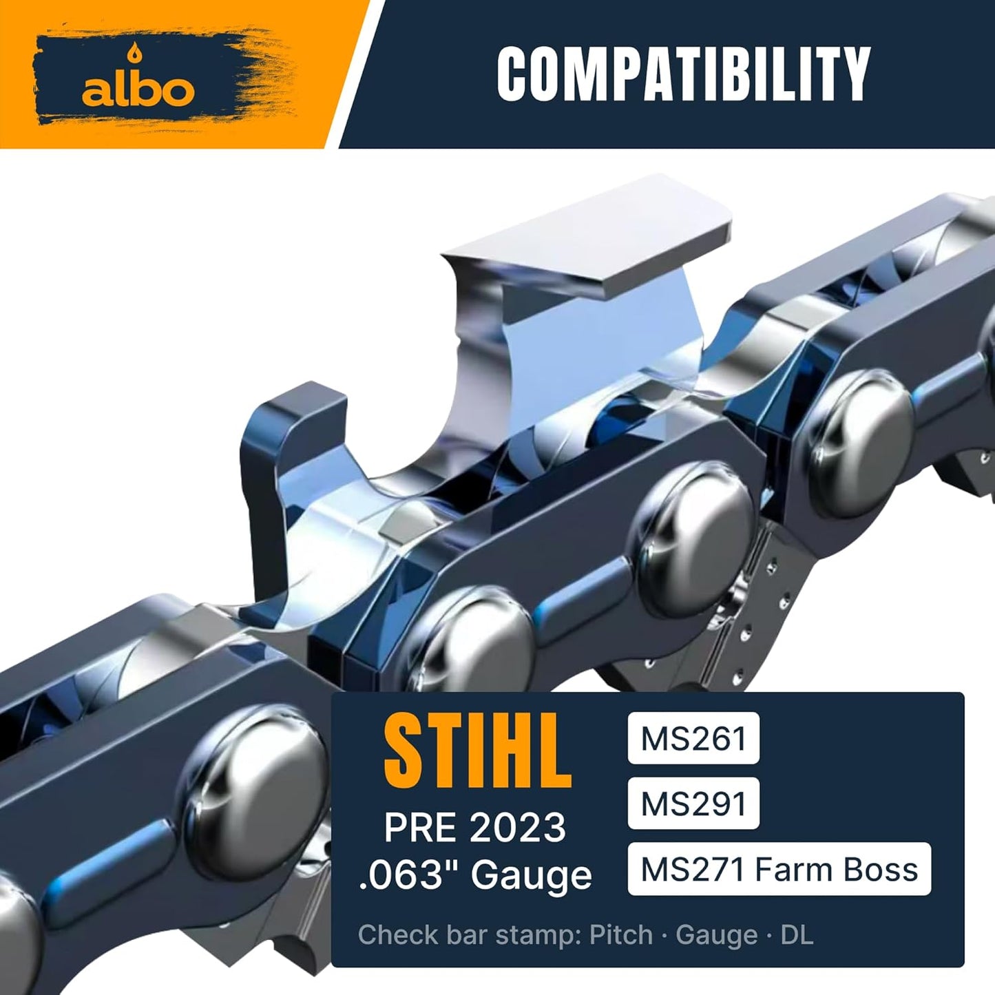 ALBO 20 Inch .325" Pitch .063" Gauge 81DL Chainsaw Chain 3 Pack