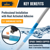 ALBO 200PCS Heat Shrink Female Spade Connectors Kit – AWG 12–10 Yellow Waterproof Electrical Terminals, Fully Insulated Female Wire Spade Connectors for Marine, and Heavy-Duty Wiring Projects