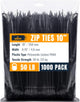 ALBO Zip Ties Black 10 Inch 50lb 1000 Pack