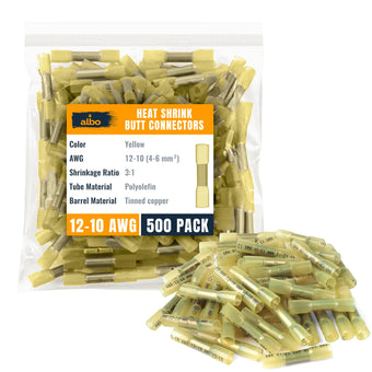 compare product ALBO Heat Shrink Butt Connectors 12-10 AWG (500pcs) - Waterproof Solder Seal Insulated Copper Crimp Wire Splice Terminals for Automotive, Marine Wiring | 4-6mm? Gauge Connectors