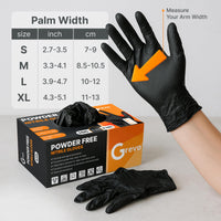 Grevo Disposable 5 & 8 Mil Black Nitrile Gloves S-XL – Heavy Duty Latex & Powder-Free – Textured, Chemical-Resistant (100 PCS 8 Mil, X-Large)