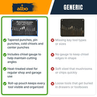 ALBO Punch and Chisel Set 16 PCS Chrome Vanadium Steel