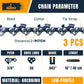 3/8" LP Pitch .043" Gauge 55DL 16" Chainsaw Chain 3 Pack – Low-Profile Full-Chisel Chrome Cutters, Reinforced Rivets, CE Certified – Fits Stihl MS170, MS171, MS180c Saws