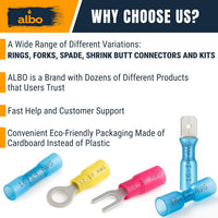 ALBO 12-10 AWG Heat Shrink Fork Connectors #10 Stud Yellow 100 Pack