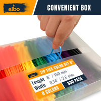 ALBO 800 Pcs. Multicolor Zip Ties, 6 Inch, 40 lb Tensile Strength - Nylon Cable Ties for Home & Office