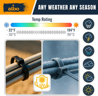 ALBO 1000 Pcs. White Zip Ties, 6 Inch, Heavy Duty, 40 lb Tensile Strength