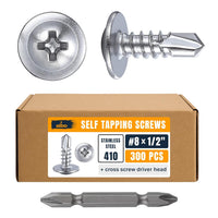 ALBO #8 x 1/2 inch Stainless Steel Self-Tapping Screws 300pcs