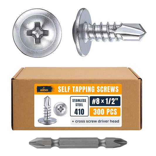 ALBO #8 x 1/2 inch Stainless Steel Self-Tapping Screws 300pcs
