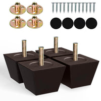 Albo Wood Furniture Legs 2 inch, Heavy Duty Sofa Legs, Pack of 4 Square Brown Couch Legs, Sofa Replacement Parts, for Dresser Legs, Sideboard, Recliner Couch, Circle Chair Couch Riser Coffee Table