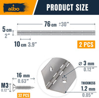 ALBO Piano Hinge Continuous Stainless Steel 30" Heavy Duty (2-Pack)