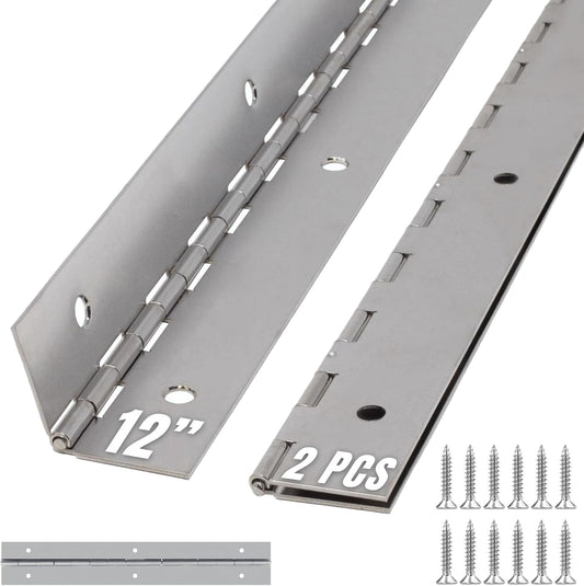 ALBO 12 inch Silver Heavy Duty Stainless Steel Piano Hinge 2-Pack