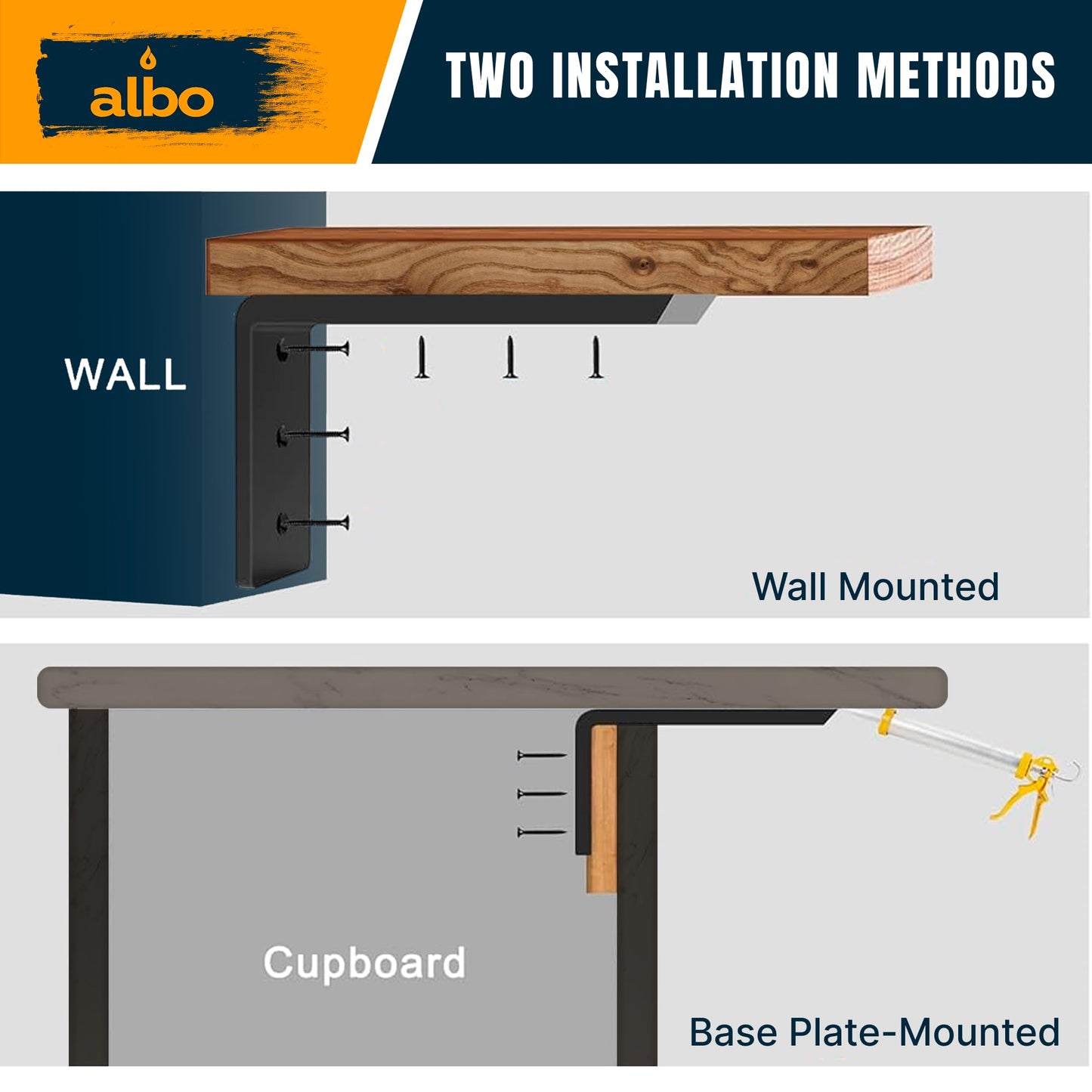 ALBO 16 Inch Heavy Duty Countertop Support Brackets 2PCS