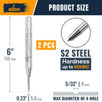 ALBO Spring Loaded Center Punch Tool 6 Inch 2pcs