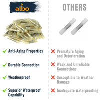 ALBO Heat Shrink Butt Connectors 12-10 AWG (500pcs) - Waterproof Solder Seal Insulated Copper Crimp Wire Splice Terminals for Automotive, Marine Wiring | 4-6mm² Gauge Connectors