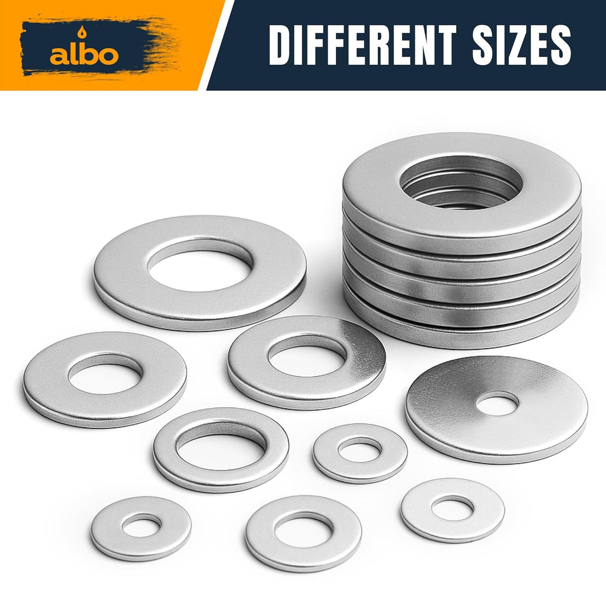 ALBO Stainless Steel Fender Flat Washers Assortment 500pcs