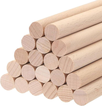 ALBO 1/2" x 6" Wooden Dowel Rods, Birch Natural Hardwood Rods, 50 pieces