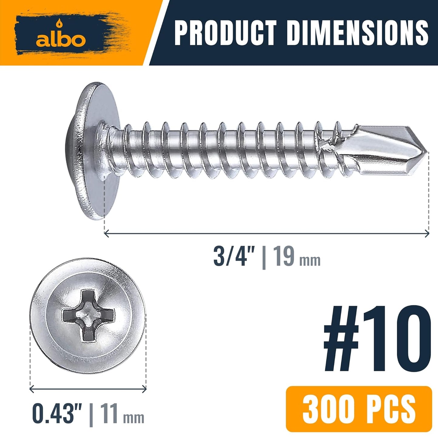 #10 x 3/4" Self-Drilling Truss Head Screws