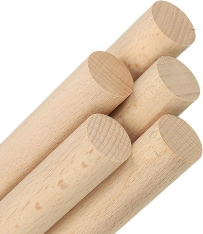 ALBO 1" x 36" Wooden Dowel Rods, Birch Natural Hardwood Rods, 5 pieces