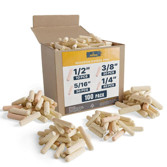 compare product ALBO Wooden Dowel Pins Assorted Sizes 1/4–1/2 inch 100pcs