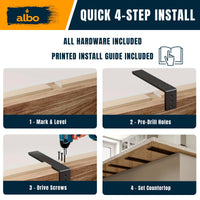ALBO Countertop Support Brackets 8 Inch Matte Black 2pcs