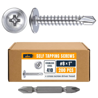 compare product ALBO #8 x 1 inch Stainless Steel Self-Tapping Screws 200pcs