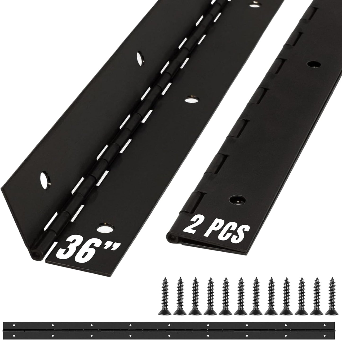 ALBO 30 Inch Black Heavy Duty Stainless Steel Piano Hinge 2-Pack