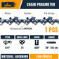 3/8" Pitch .050" Gauge 72DL 20" Chainsaw Chain Single Loop - Full Chisel Chrome Cutters, Reinforced Rivets, CE Certified - Fits Stihl MS311 MS391, Husqvarna 455/460 Rancher, Poulan Pro