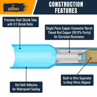 ALBO Heat Shrink Butt Connectors 16-14 AWG Blue 1000pcs