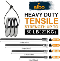 ALBO Zip Ties Assorted Sizes (6-12 inch) 200 Pack
