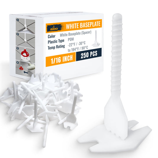 ALBO Tile Leveling System Base Plates 1/16" - 250 PCS - Professional Floor & Wall Spacers, Anti-Lippage Installation Clips for All Tile Formats, Self-Leveling Spacer System