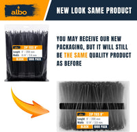 ALBO Zip Ties Black 8 Inch 40 lb 1000 Pack