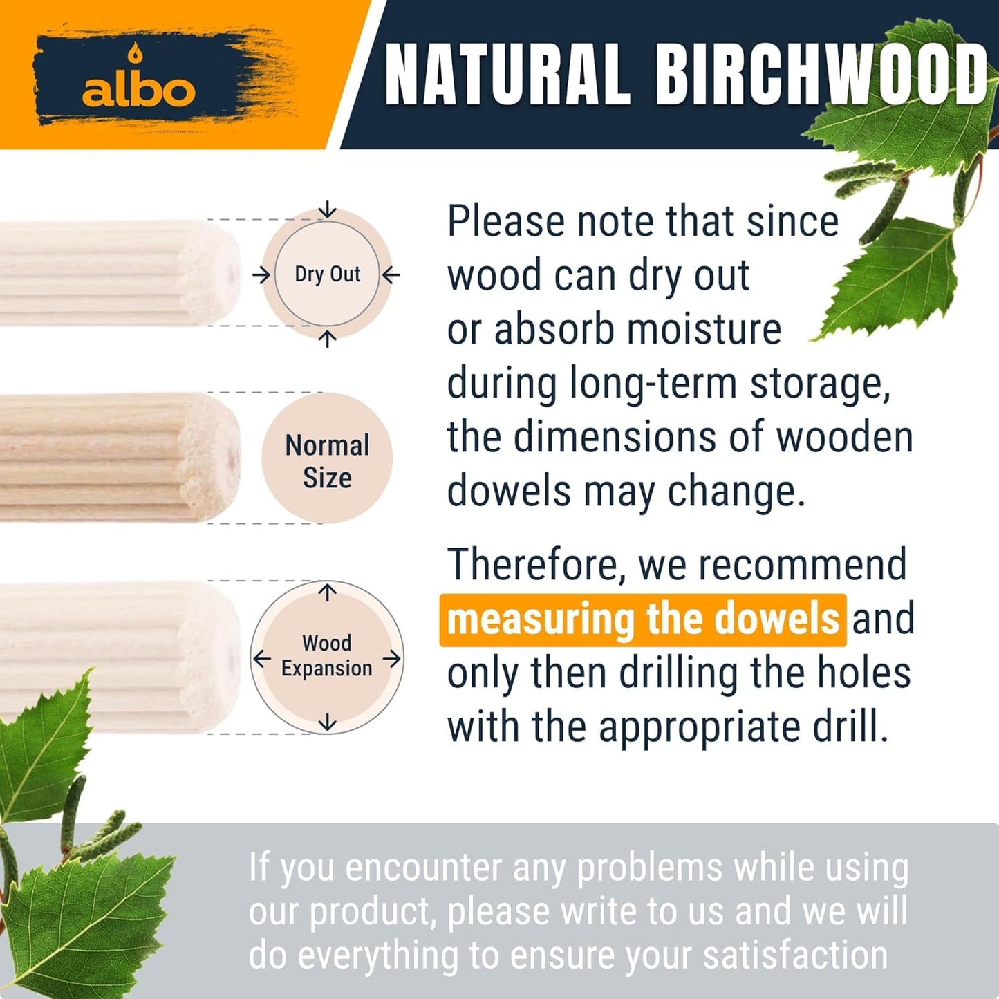 ALBO Wooden Dowel Pins 1/4 x 1-1/4 inch Hardwood 200pcs