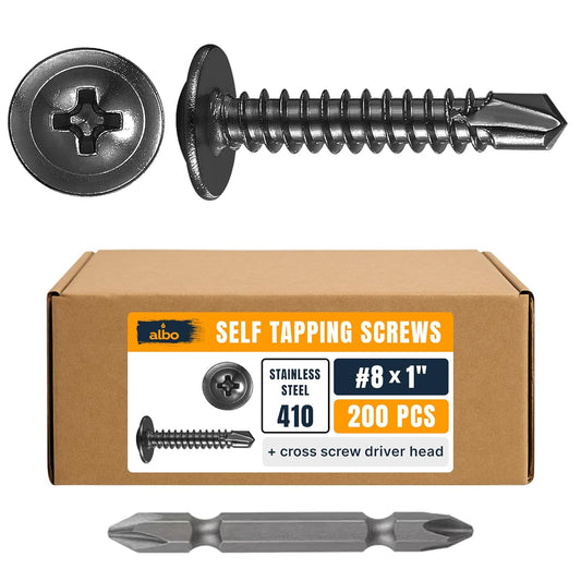 ALBO #8 x 1 inch Stainless Steel Self-Tapping Truss Head Screws 200pcs