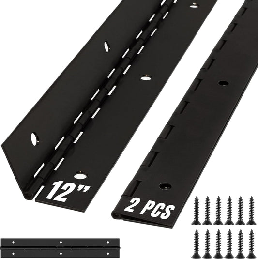 ALBO 12 Inch Black Heavy Duty Stainless Steel Piano Hinge 2-Pack