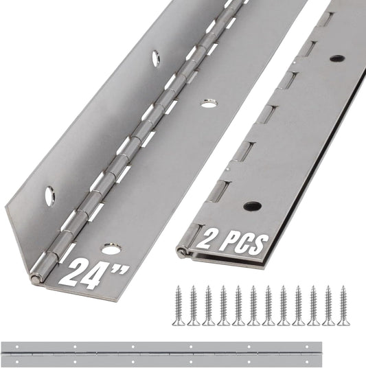 ALBO 24 Inch Silver Heavy Duty Piano Hinge Continuous Stainless Steel 2-Pack