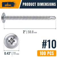 ALBO #8 x 1 inch Stainless Steel Self-Tapping Screws 200pcs