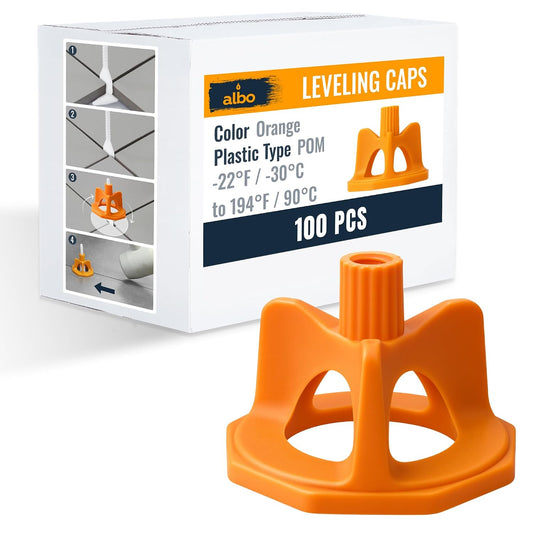 ALBO 100 Reusable Orange Caps for Tile Leveling System - Floor & Wall Spacers for Ceramic, Stone & Tile