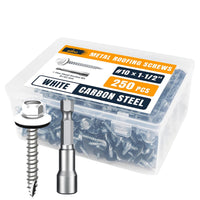 ALBO #10 x 1-1/2 inch Silver Carbon Steel Metal Roofing Screws 250pcs