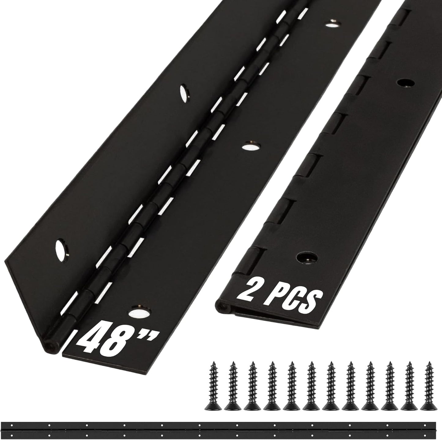 ALBO 48 inch Black Heavy Duty Piano Hinge Stainless Steel 2-Pack