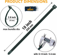 ALBO Green Zip Ties 10 Inch, Nylon Wire Ties for Indoor and Outdoor, Pack 100 pcs
