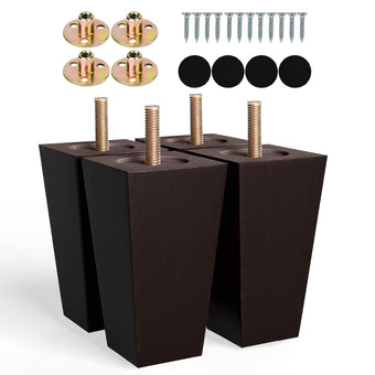 compare product Albo Wood Furniture Legs 5 inch, Heavy Duty Sofa Legs, Pack of 4 Square Brown Couch Legs, Sofa Replacement Parts, for Dresser Legs, Sideboard, Recliner Couch, Circle Chair Couch Riser Coffee Table