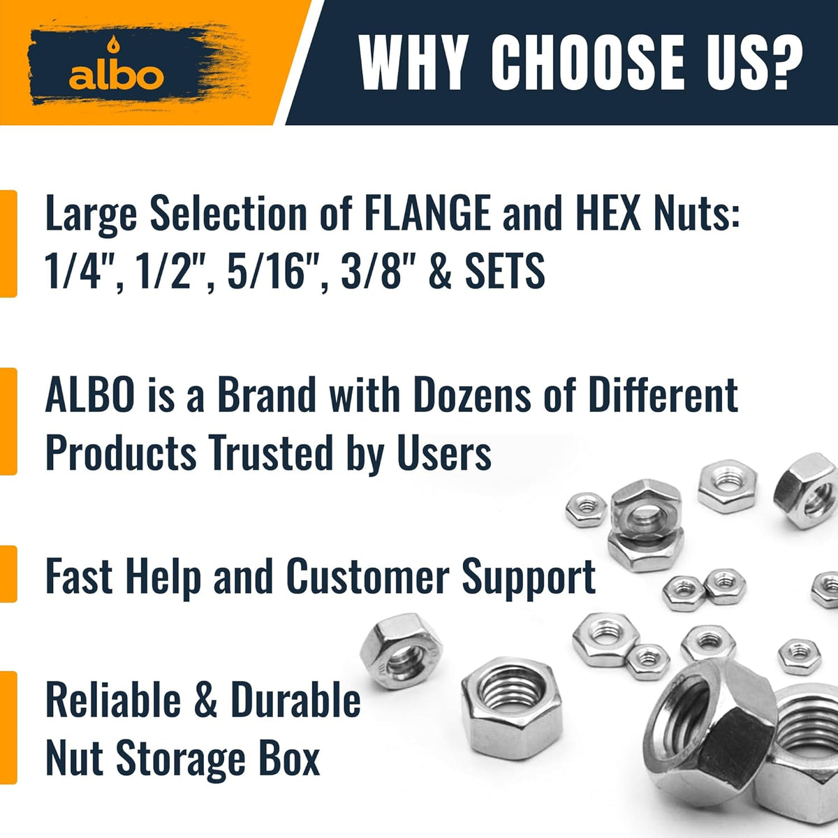 ALBO Metric Flange Nuts Assortment 250pcs