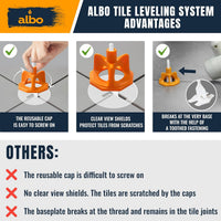 ALBO Tile Leveling System Set 1/8 inch 400 PCS