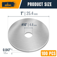 ALBO #10 x 1 inch Stainless Steel Fender Flat Washers 100pcs