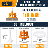 ALBO Tile Leveling System Set 1/8 inch 400 PCS