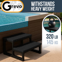 GREVO Hot Tub Steps/Spa Steps for Round or Straight Sided Spa, Non-Slip Steps for Outdoor/Indoor (Black)