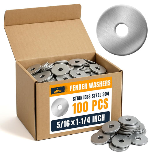 100 Pcs Stainless Steel Fender Washers #8 x 3/4 Inch Flat Washers for Screws and Bolts, 304 Stainless Steel, Heavy Duty Washer Set for Industrial and DIY Use