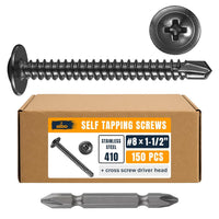 ALBO #8 x 1-1/2 inch 410 Stainless Steel Self-Tapping Screws 150pcs