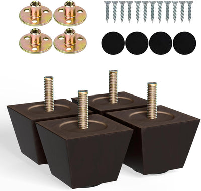 Albo Wood Heavy Duty Furniture Legs, 2 inch Height, Pack of 4 pcs, Brown