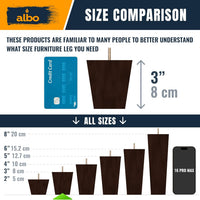 Albo 3 inch Heavy Duty Wood Furniture Legs 4-Pack Brown